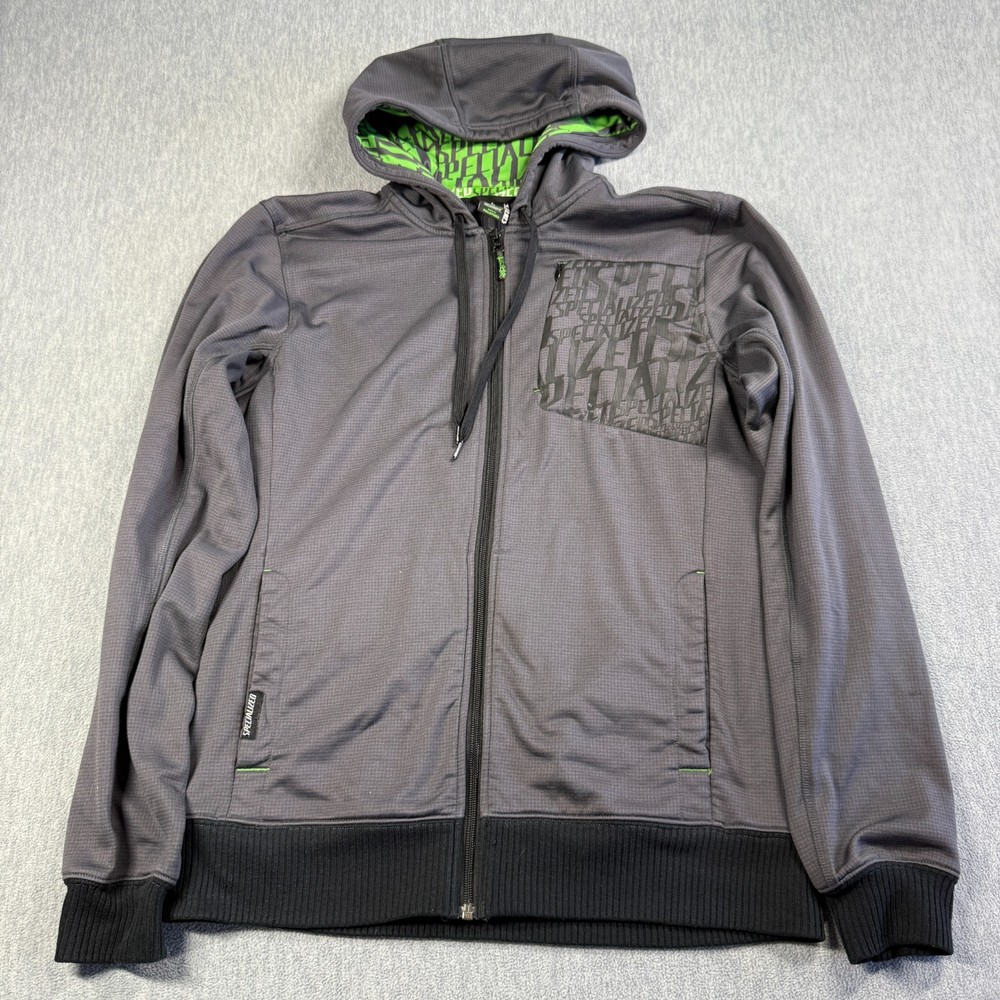 Specialized Hoodie Mens Large Gray Relaxed Fit Full Zip Cycling Bike Waffle Knit