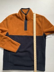 New Sonoma 1/4 Zip SuperSoft Artic Fleece Pullover Mens Small Navy/Copper
