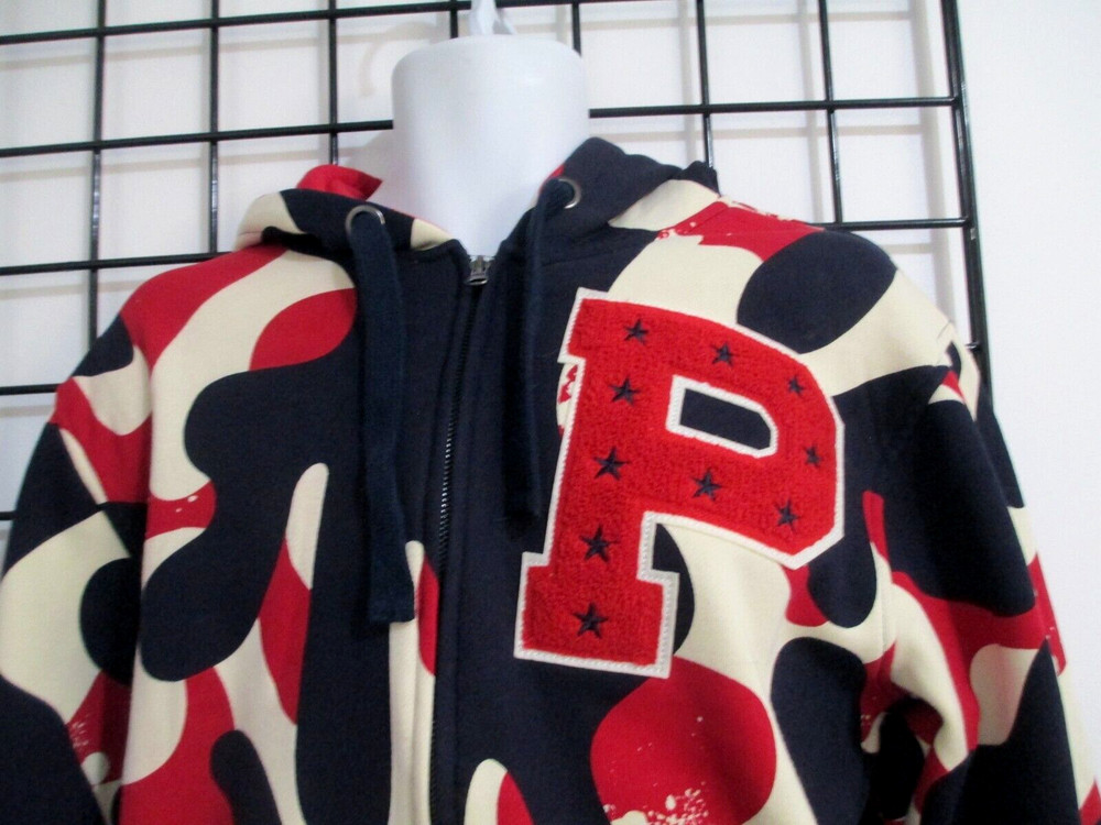 STALL & DEAN 🔥 MEDIUM==RED, WHITE NAVY BLUE / P LOGO / FULL ZIP / HOODIE JACKET