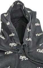 Nike All Over Print Spell Out Hoodie Men L Black White Drawstring Pouch Pocket