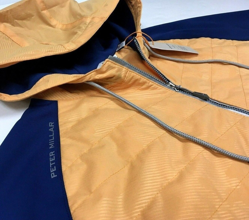 Peter Millar Military Orange Camo Colorblock Stretch Golf Pullover Hoodie Jacket