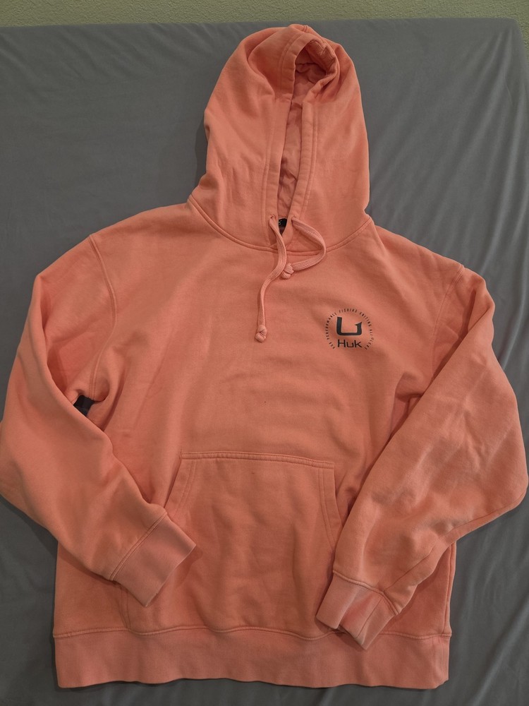 Huk Men’s Coral Pullover Hoodie Sweatshirt Fishing Activewear Size M Kangaroo