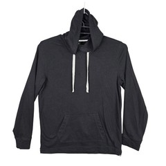 Mens George Black Pullover Hoodie Drawstring Cotton Polyester Blend Size L