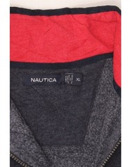 NAUTICA Mens Zip Neck Sweatshirt Jumper XL Navy Blue Flecked Cotton DI88