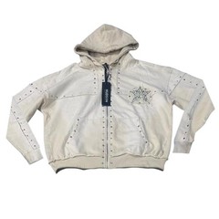 Hudson Outerwear Hoodie Studded Fleece Oversized Mens Brown 585