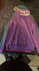 Supreme Panel Hoody Purple Green Large