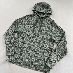 Burlebo Men Green Duck Camo Print Hunting Pullover Fleece Hoodie Sweatshirt M