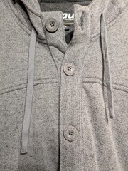 Kaun Hoodie Mens 2XL Charcoal Button Up Hood Fleece Jacket Zip Pockets Lined NWT