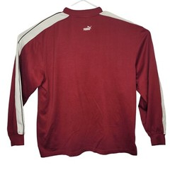 Vintage Y2K Puma Long Sleeve Vneck Lightweight Sweatshirt Maroon Logo Sz M