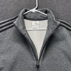 Adidas Sweatshirt Mens Large Gray 1/4 Zip 3-Stripes Sherpa Lined Fleece Pullover