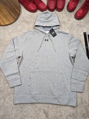$55 Under Armour Hoodie Mens Small Gray Loose Hustle Fleece Center Logo NWT