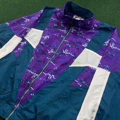 Vintage Nike Windbreaker Mens L Blue Purple 80S 90S Full Zip Color Block Coat