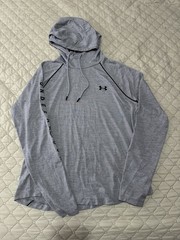 Under Armour Men’s Gray Solid Pullover Hoodie Logo Long Sleeve Size M