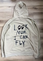 Travis Scott Astroworld Concert Look Mom I Can Fly Hoodie Tan Mens Large