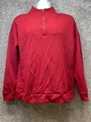 Cinch Mens M Red Heathered 1/4 Zip Pullover Slits Long Sleeve Rayon Blend Cowboy