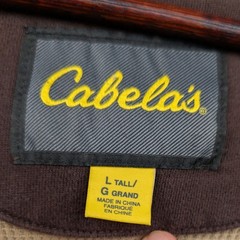 Cabela’s Hoodie Men’s L Tall Faded Brown Waffle Thermal Lined Full Zip Workwear