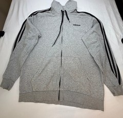 Adidas Men’s Hoodie Sweatshirt Full Zip Front Pockets Logo Size XL Grey