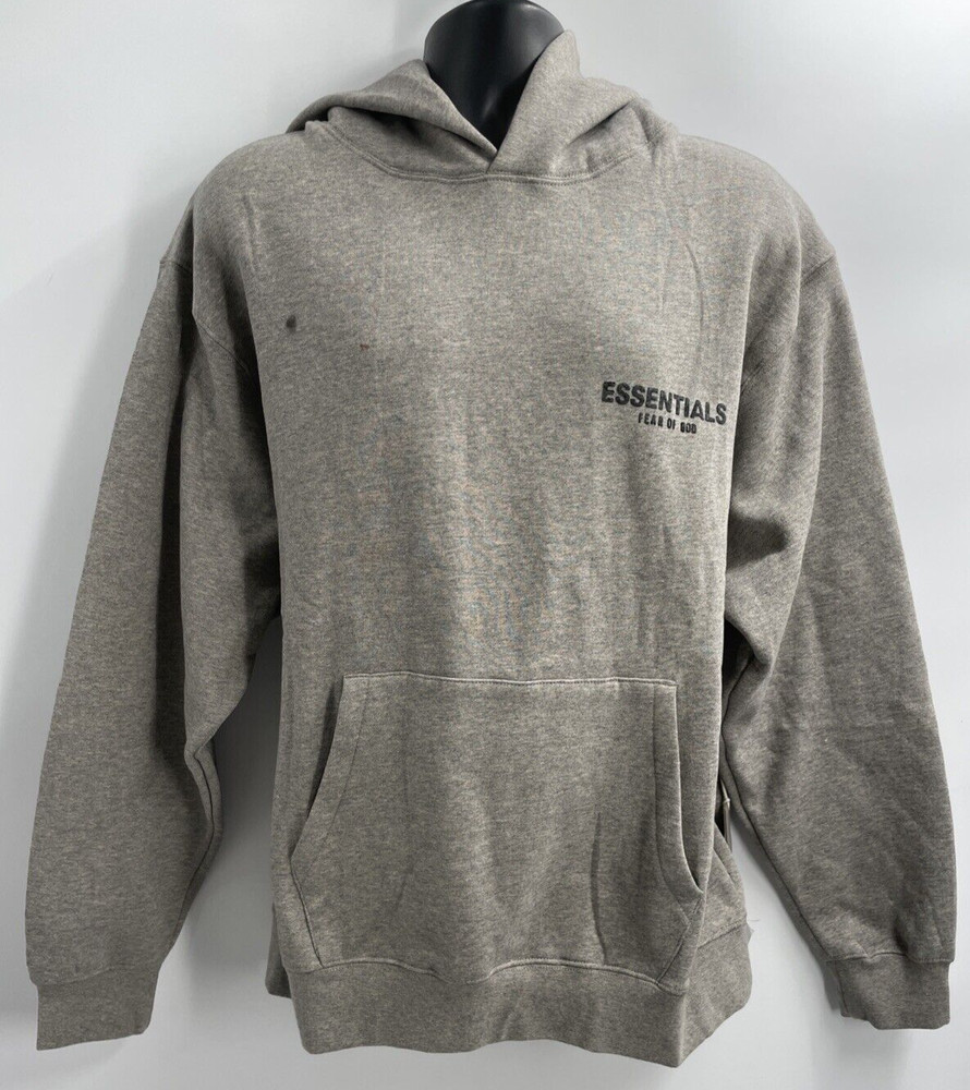 Authentic Fear of God Essentials Men’s Dark Oatmeal Pullover Hoodie Size Large