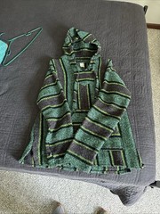 Molina Pullover Hoodie Green Purple Baja Style Size Medium