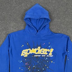 Sp5der TC Blue Web Hoodie Mens M Blue Young Thug Streetwear Hip Hop