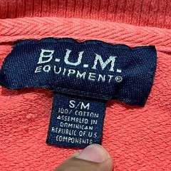 VTG 90s BUM Equipment Mens Surf Orange Coral Streetwear Crewneck Sweatshirt S/M