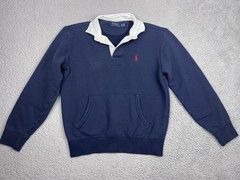Polo Ralph Lauren Sweatshirt Mens XS Blue Rugby Pullover Kangaroo Pocket Pony