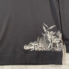ROWM Sweatshirt Mens Size Large Black Fox Print Minimalist Modern Preppy Luxury