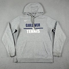 Nike Sweater Mens Medium Gray Swoosh Pullover Hoodie Sweatshirt *