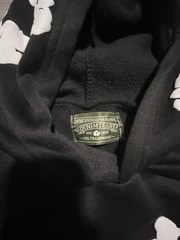 DENIM TEARS Men’s Black Pullover Hoodie L Cotton Knit White Flower Graphic Print