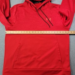Under Armour Hoodie Mens Large Red Colorblock Loose Fleece Workout Logo
