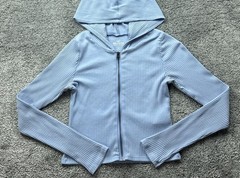 Hollister Hoodie Teens S Blue Full Zip Hooded Tagless Lightweight Slim Fit