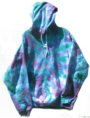 Size SMALL PURPLE BLUE and GREEN TIE DYE HOODY Hooded Sweatshirt Free Ship