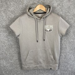 Under Armour Project Rock Mens Small Beige Hoodie Short Sleeve Back Logo