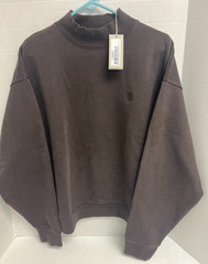 Kith Lg Garment Dyed Fleece Mockneck Sweatshirt Dk Brown NWT 100% Authentic