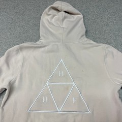 HUF | Essentials Triple Triangle Hoodie | Medium | Beige | Embroidered Logo Skat