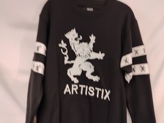 NWT Artistix Mens Small S Lion Black/White Pullover Long Sleeve Sweatshirt $135