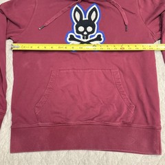Psycho Bunny Burgundy Logo Patch Pullover Hoodie Men M