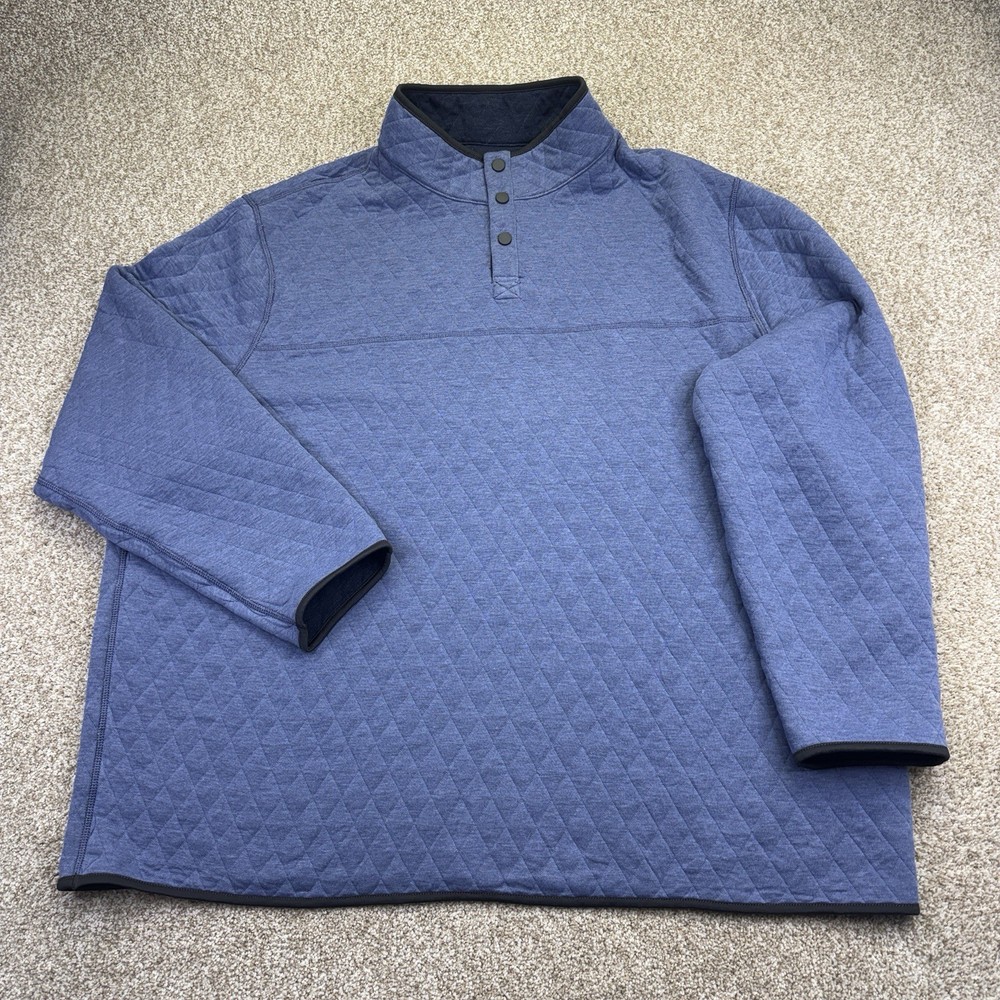 George Reversible 1/4 Snap Quilted Sweatshirt Mens Big Size 5XL 62-64 Blue NWT