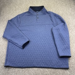 George Reversible 1/4 Snap Quilted Sweatshirt Mens Big Size 5XL 62-64 Blue NWT