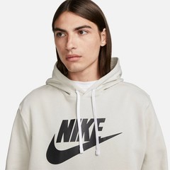 Nike Sportswear Club Fleece Size M Light Bone Graphic Pullover Hoodie BV2973-073