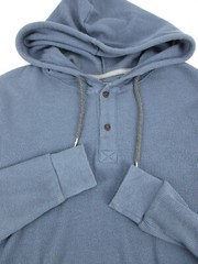 Mens Medium Quiksilver Modern Fit LS hoodie thermal henley blue