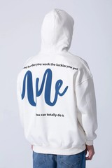 Men’s Beige Pullover Hoodie Graphic Logo Sweatshirt Casual Streetwear Kangaroo