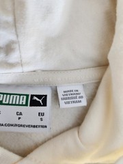 PUMA Logo Colorblock Pullover Fleece Hoodie w/ Pockets White Men Size S