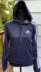 adidas Men’s Essentials 3-Stripes French Terry Hoo Legend Ink/White XS NWT