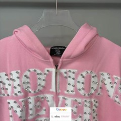 HIP HOP RHINESTONE EMOTION HOODED HOODIE CARDIGAN ZIP HIGH STREET SWEATSHIRT TOP