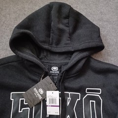 Ecko Unltd Hoodie Mens Medium Gray Full Zip Sweatshirt Logo Front Sleeve NWT