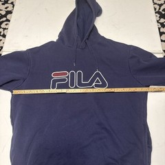 FILA HOODIE navy blue red white classic spellout logo adult Size Medium/50