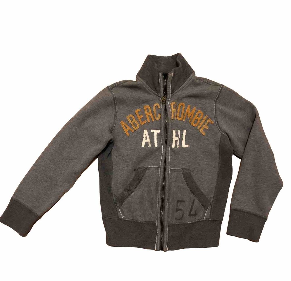 Abercrombie Full Zip Sweatshirt Kids Boys Youth Small Gray Distressed