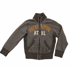 Abercrombie Full Zip Sweatshirt Kids Boys Youth Small Gray Distressed