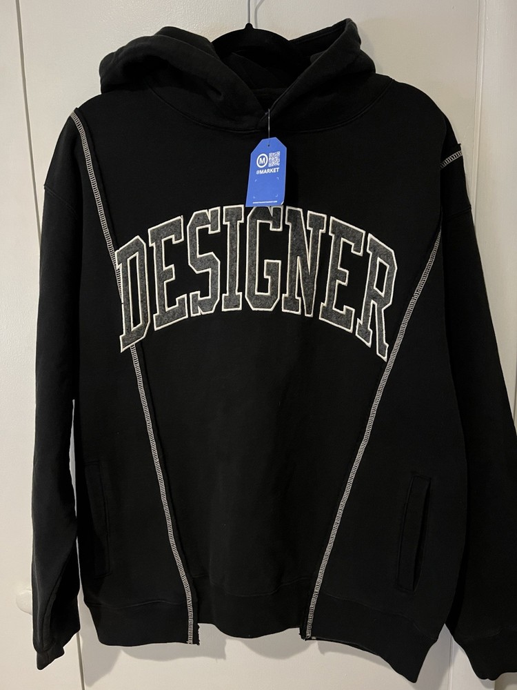 MARKET Chinatown Market Designer Hoodie Pullover Sweater Mens Size Large Black